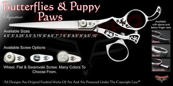 Butterflies & Puppy Paws Swivel Thumb Signature Grooming Shears