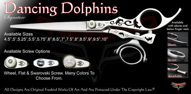Dancing Dolphins Double Swivel Thumb Signature Grooming Shears