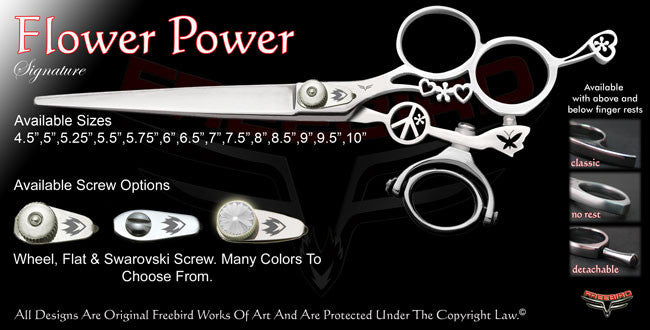 Flower Power 3 Hole Double Swivel Thumb Signature Grooming Shears