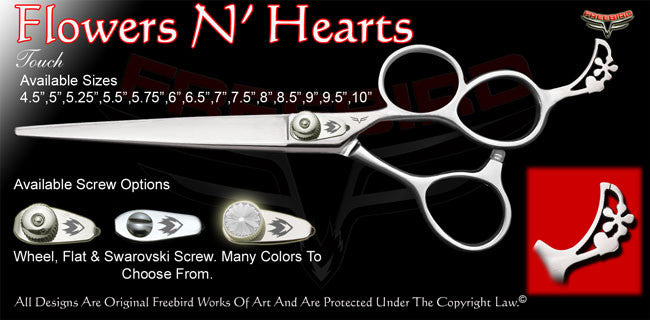 Flowers N' Hearts 3 Hole Touch Grooming Shears