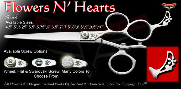 Flowers N' Hearts 3 Hole V Swivel Touch Grooming Shears