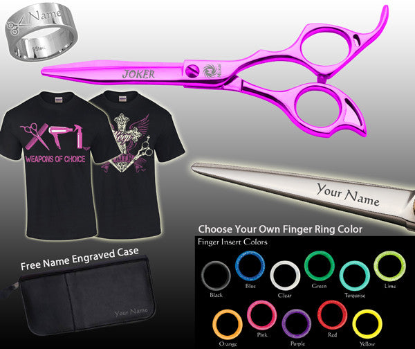 Mukai Cobalt Joker 6" Pink Rainbow Titanium Serrated For Thick & Dry Hair