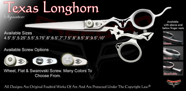 Texas Longhorn Swivel Thumb Signature Hair Shears